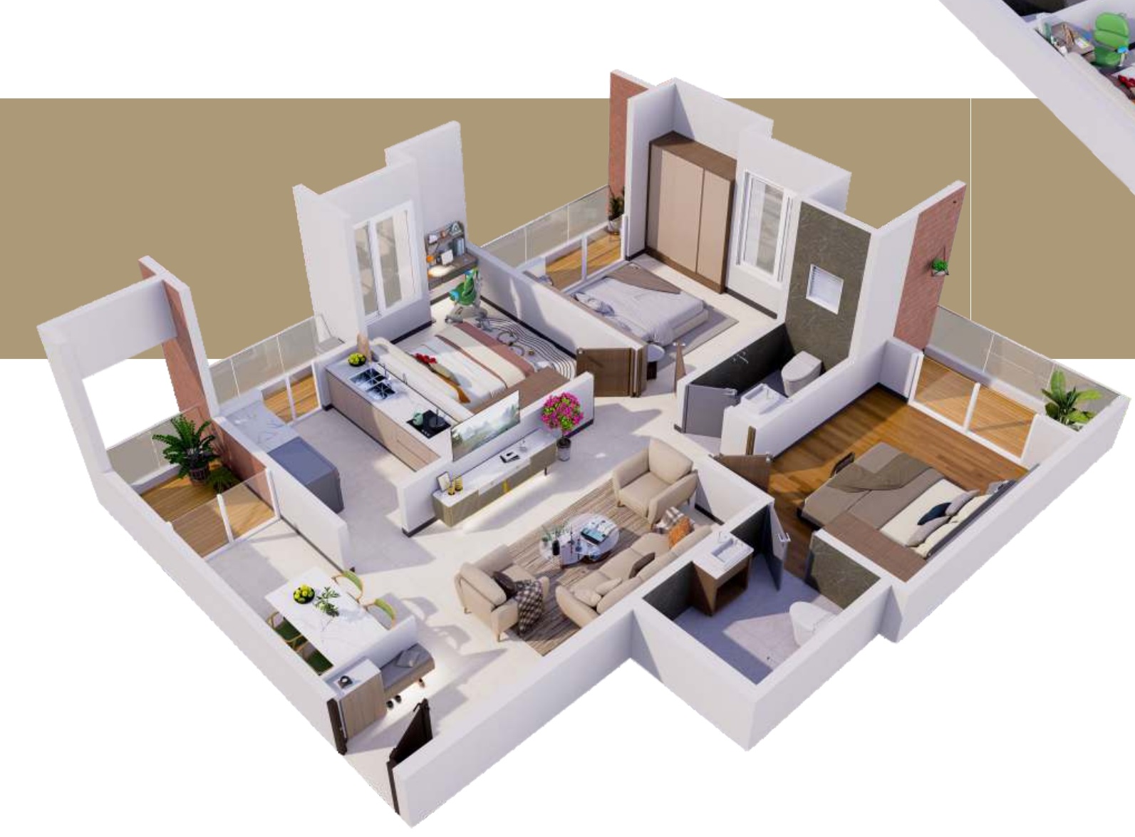 3 BHK Cut Section View 1